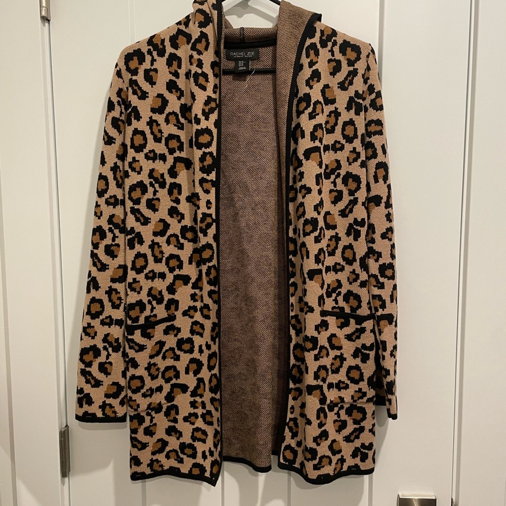 Leopard Print Cardigan w/ Hood